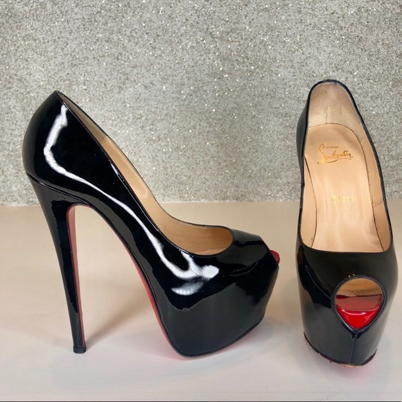 Christian Louboutin Shoes - Louboutin Highness 160mm black patent peeptoe pump